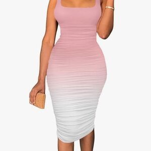 Pink and White Ombre Bodycon Dress